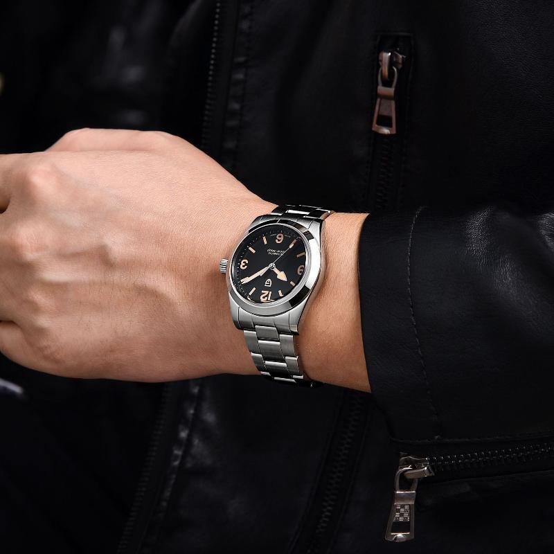 Montre mécanique étanche en acier inoxydable