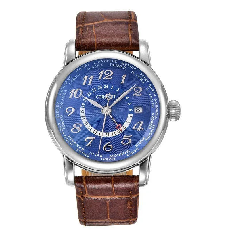 Automatische mechanische Herrenuhren mit Lederarmband