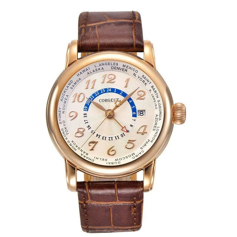 Automatische mechanische Herrenuhren mit Lederarmband