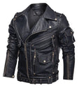 Blouson en cuir vintage noir pour homme