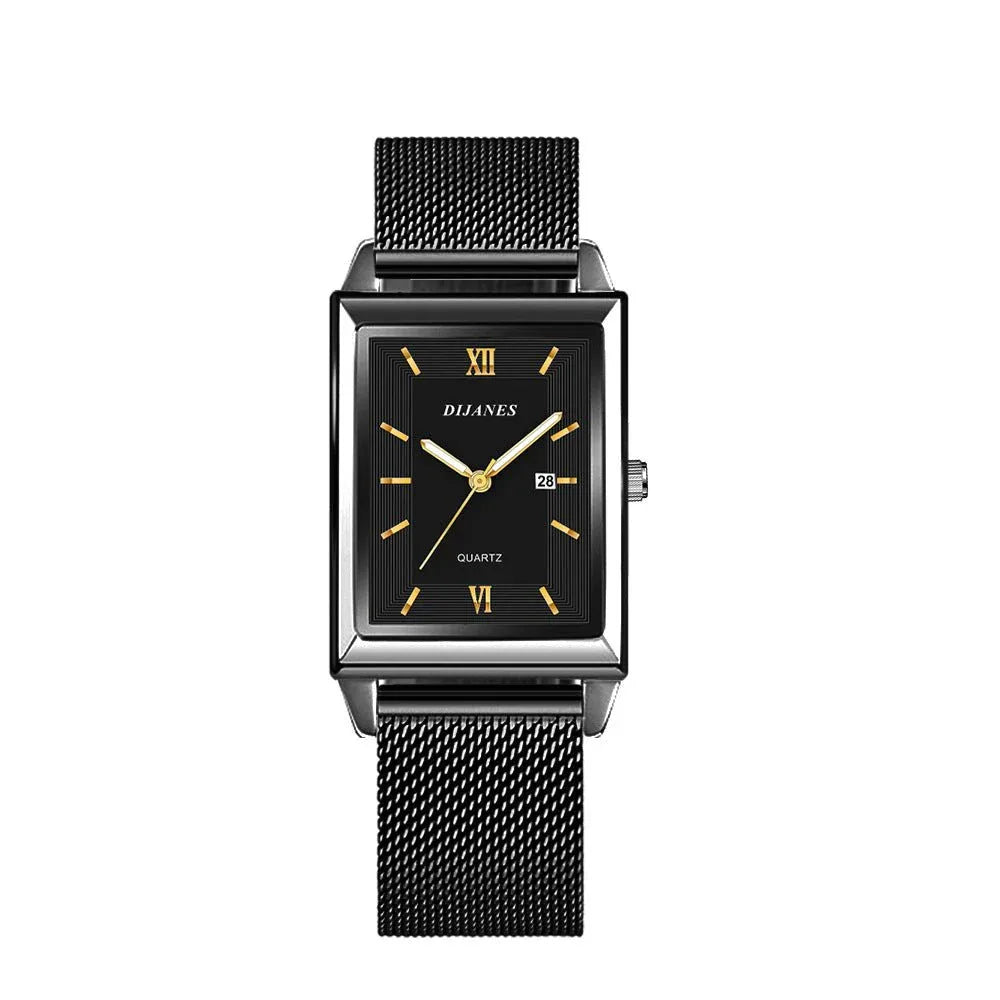 Montre rectangulaire décontractée pour homme à mouvement à quartz