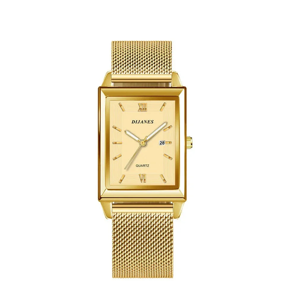 Montre rectangulaire décontractée pour homme à mouvement à quartz