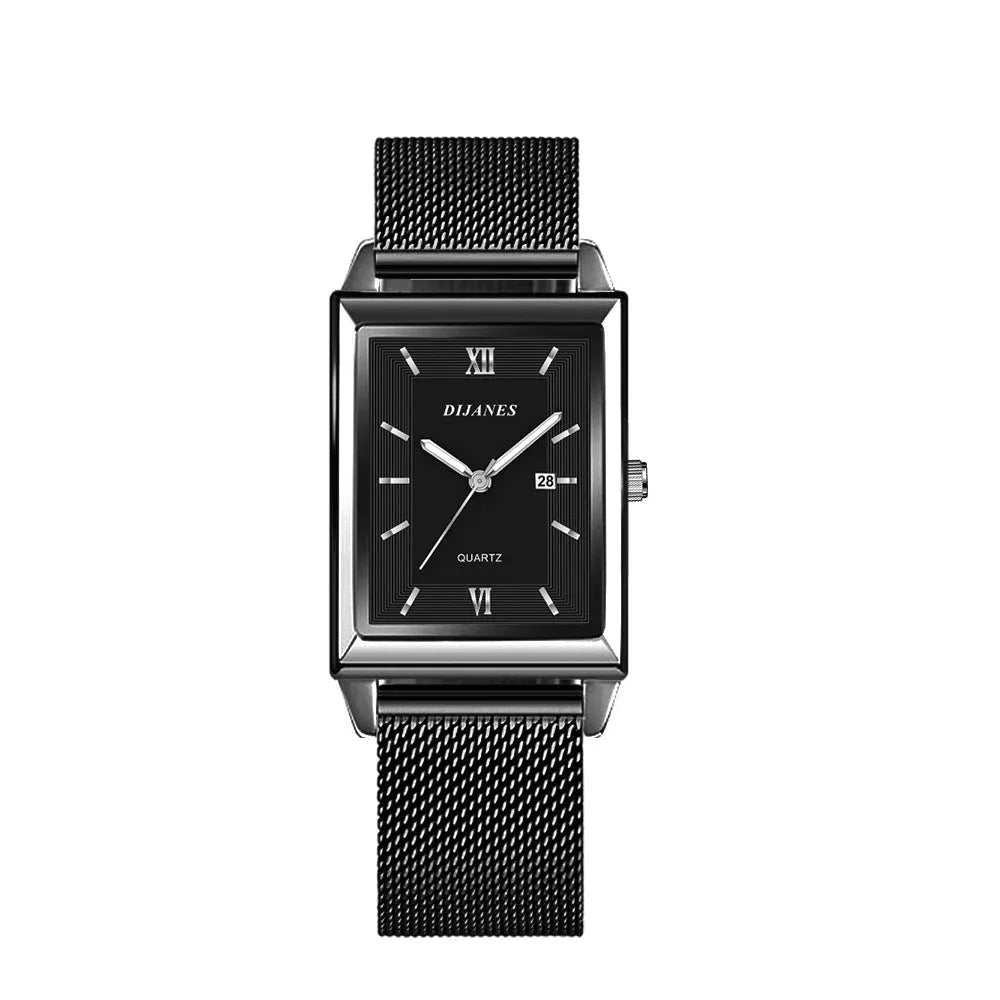 Montre rectangulaire décontractée pour homme à mouvement à quartz