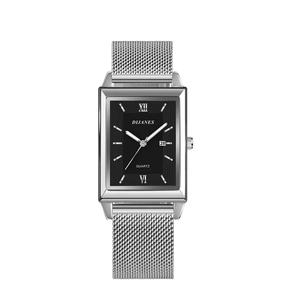 Montre rectangulaire décontractée pour homme à mouvement à quartz