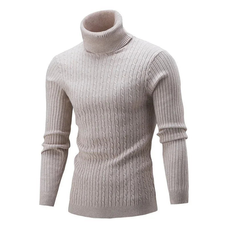 Pull à col roulé rétro en tricot décontracté pour homme