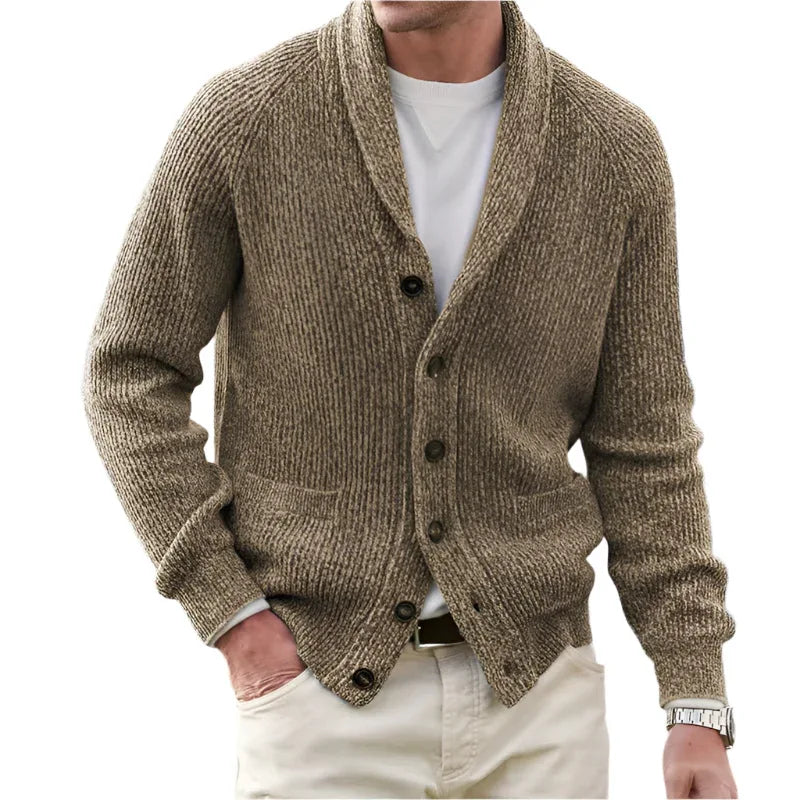 Pull boutonné en coton mélangé coupe ample pour homme