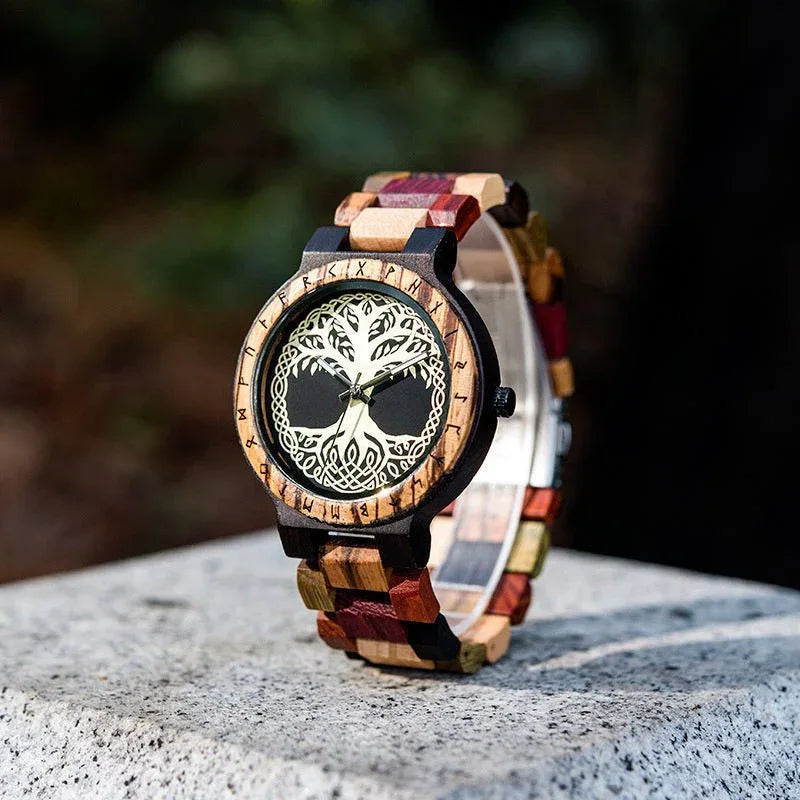Kreative Herrenuhr aus Holz mit Quarzuhrwerk