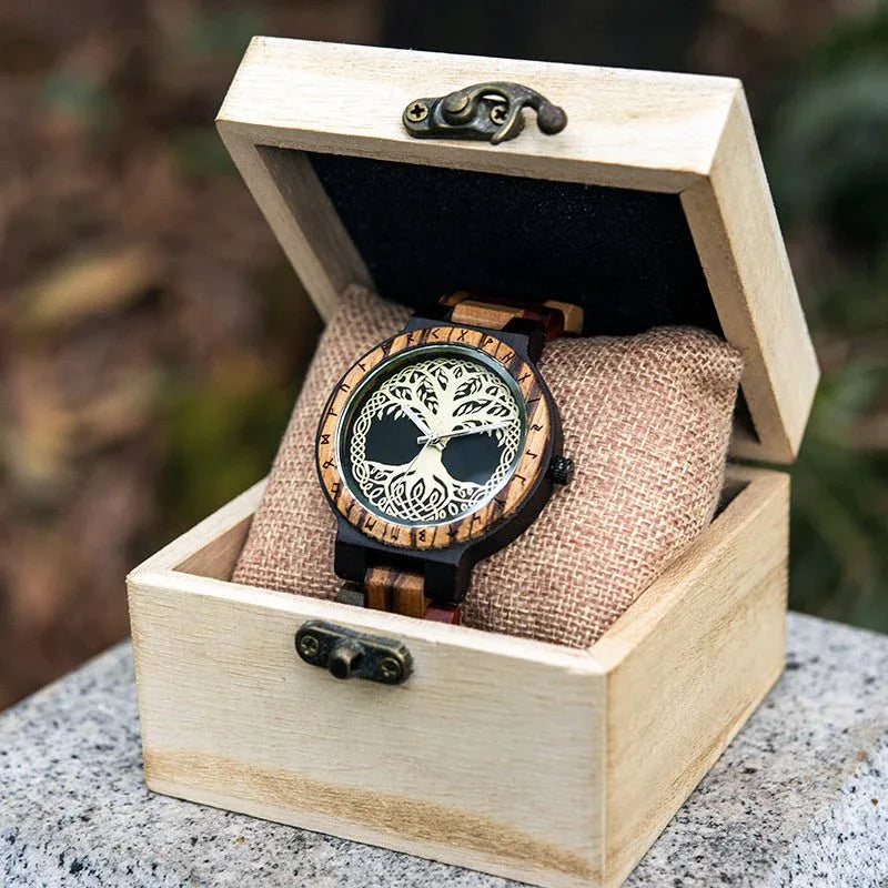 Kreative Herrenuhr aus Holz mit Quarzuhrwerk
