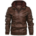 Blouson en cuir à capuche pour homme