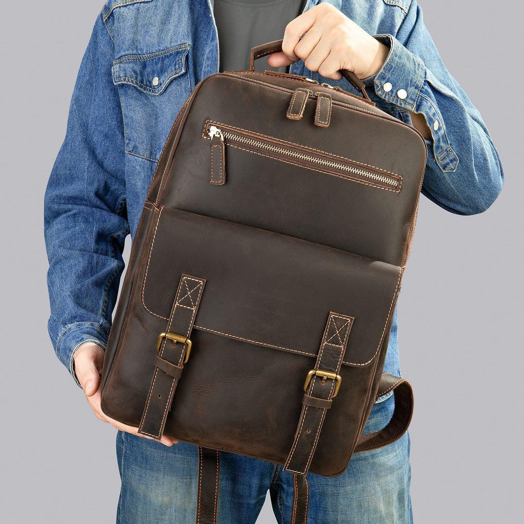 Sacs à dos en cuir rétro grande capacité pour hommes