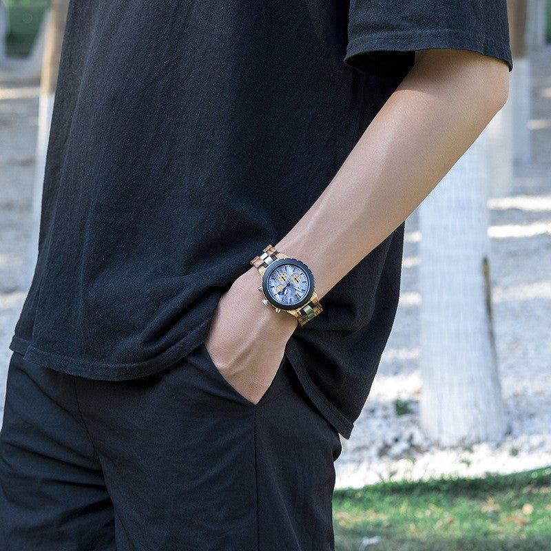 Herren-Freizeit-Business-Quarz-Holzuhr