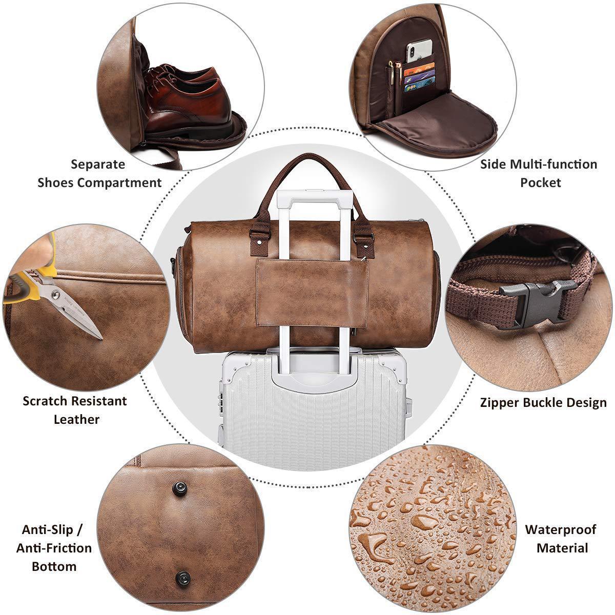 Sac de voyage/week-end de loisirs en cuir PU imperméable pour homme grande capacité avec compartiment à chaussures