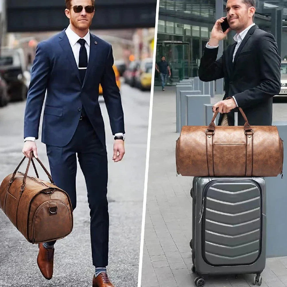 Sac de voyage/week-end de loisirs en cuir PU imperméable pour homme grande capacité avec compartiment à chaussures