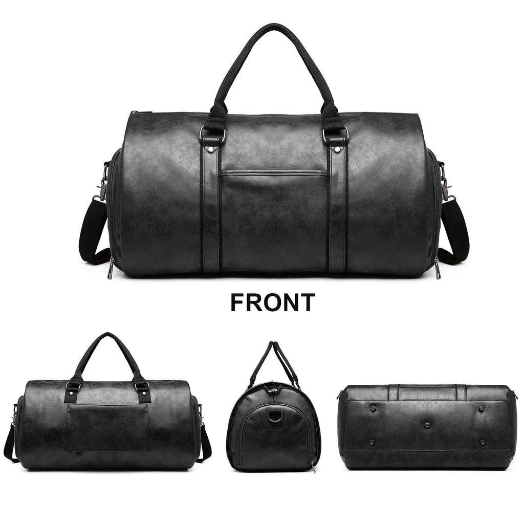 Sac de voyage/week-end de loisirs en cuir PU imperméable pour homme grande capacité avec compartiment à chaussures