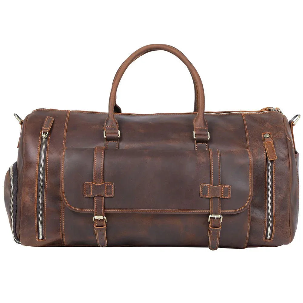 Sac bandoulière rétro pour homme en cuir de vachette véritable, sac de voyage ou de week-end