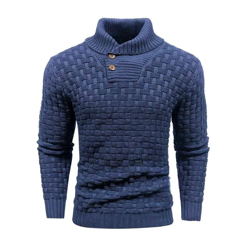 Herren Rollkragenpullover mit Knöpfen im Slim Fit