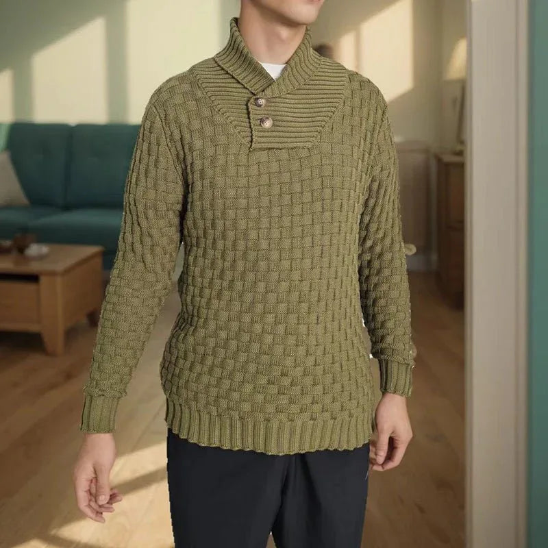 Herren Rollkragenpullover mit Knöpfen im Slim Fit