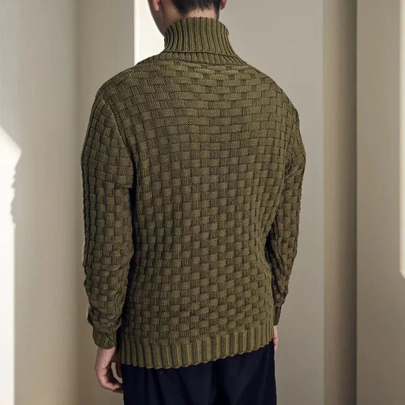 Herren Rollkragenpullover mit Knöpfen im Slim Fit