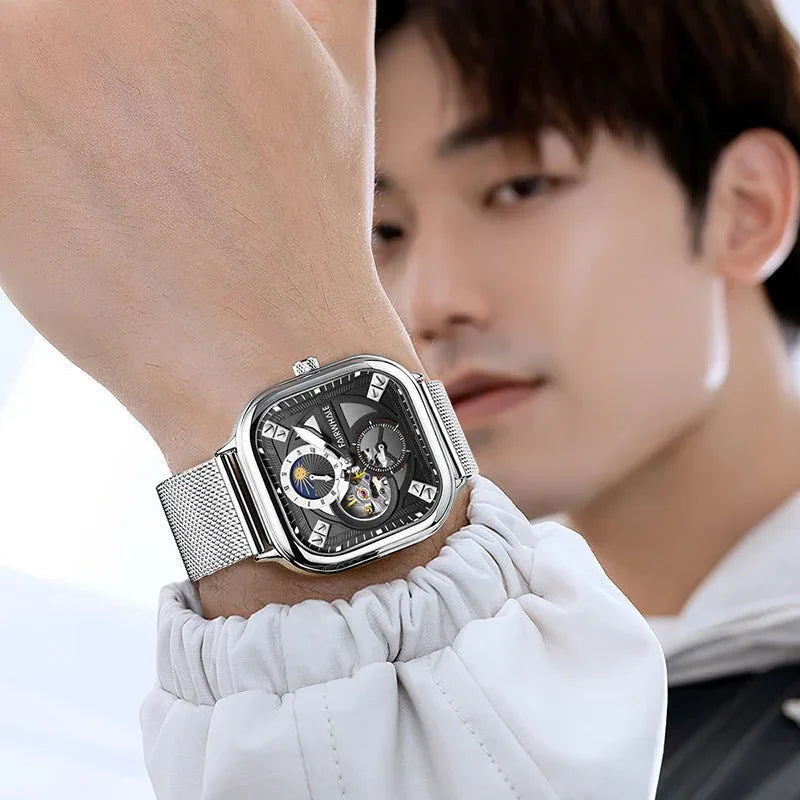 Herren-Automatik-Uhr mit drei Hilfszifferblättern