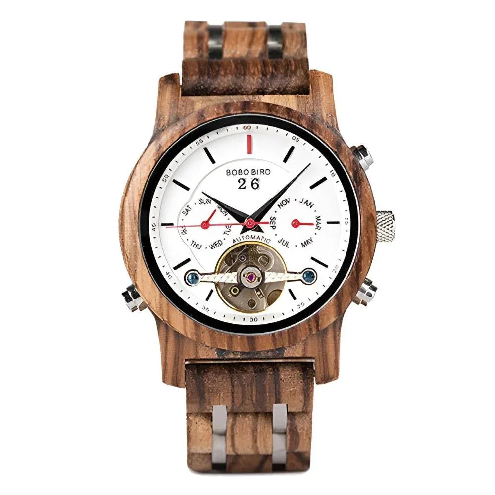 Herren Tourbillon Automatische Mechanische Holzuhr