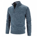 Herren Samt Pullover mit halbem Reißverschluss und Stehkragen