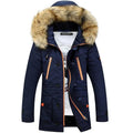 Herren-Winterjacke aus Baumwolle mit Fellkapuze