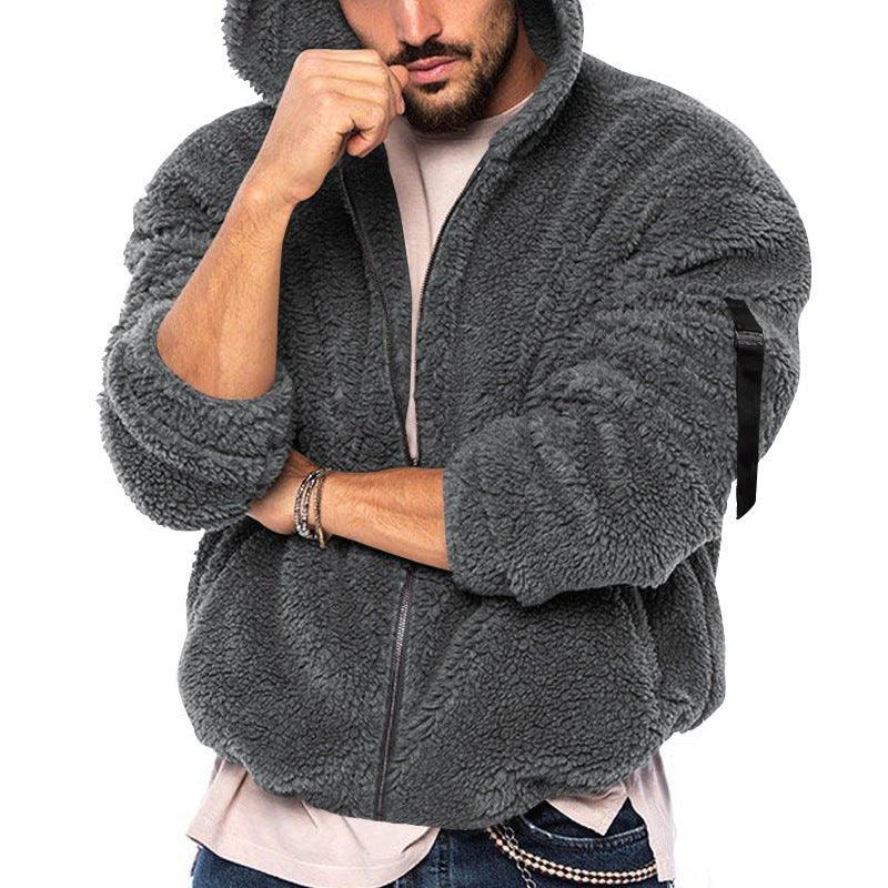 Herren Winter Doppelseitiger Warmer Kapuzenpullover mit Reißverschluss, Freizeit-Hoodie