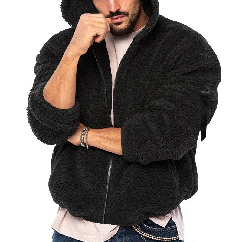 Herren Winter Doppelseitiger Warmer Kapuzenpullover mit Reißverschluss, Freizeit-Hoodie
