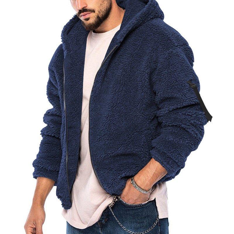 Herren Winter Doppelseitiger Warmer Kapuzenpullover mit Reißverschluss, Freizeit-Hoodie