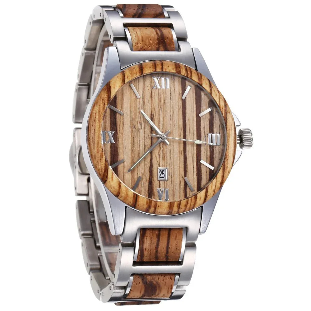 Herren Holz Quarz Wasserdichte Uhr