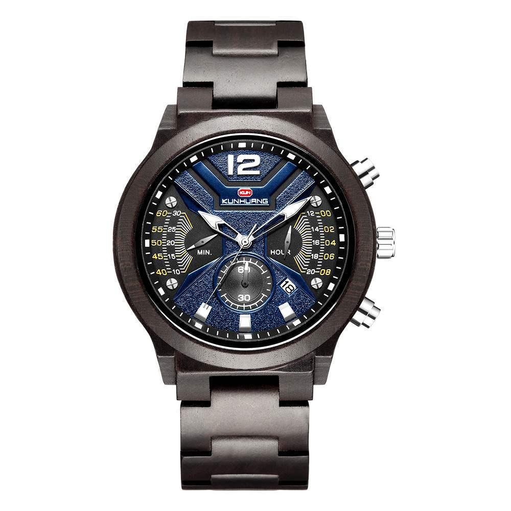 Herren-Chronograph mit Holzgehäuse und Quarzuhrwerk