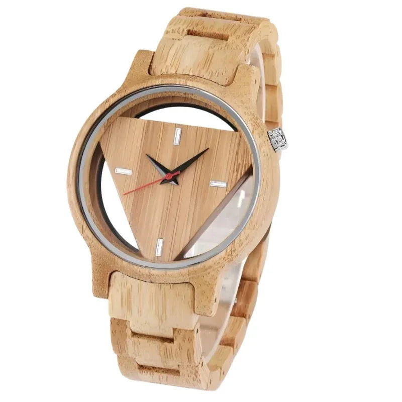 Montre homme à cadran triangulaire en bois