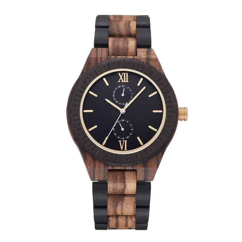 Montre en bois pour homme avec mouvement à quartz
