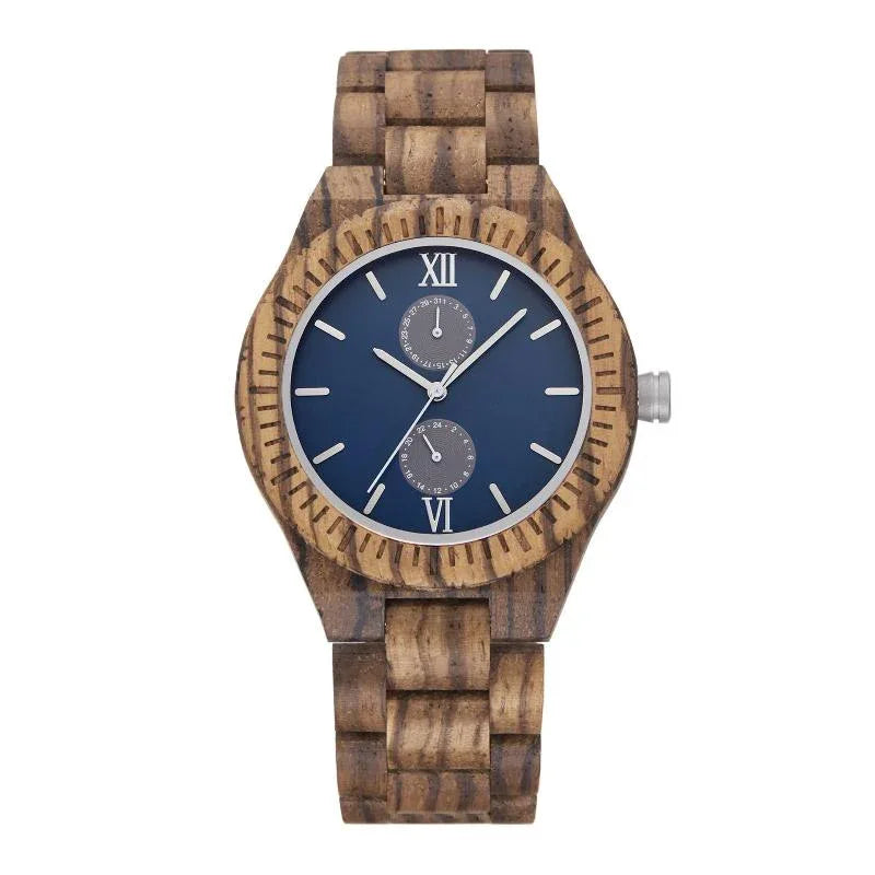 Montre en bois pour homme avec mouvement à quartz