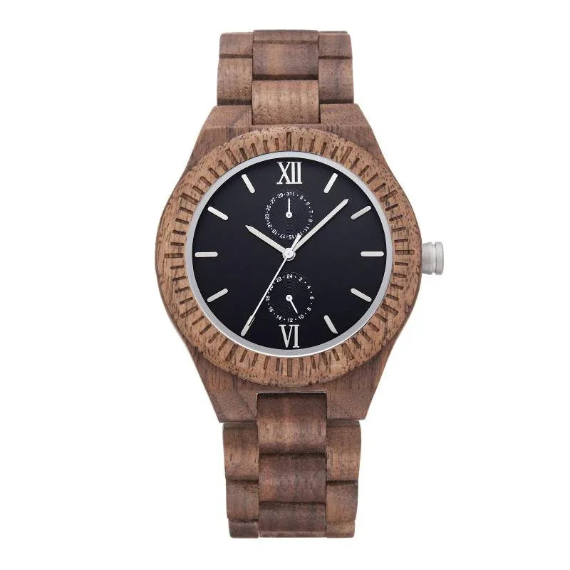 Montre en bois pour homme avec mouvement à quartz