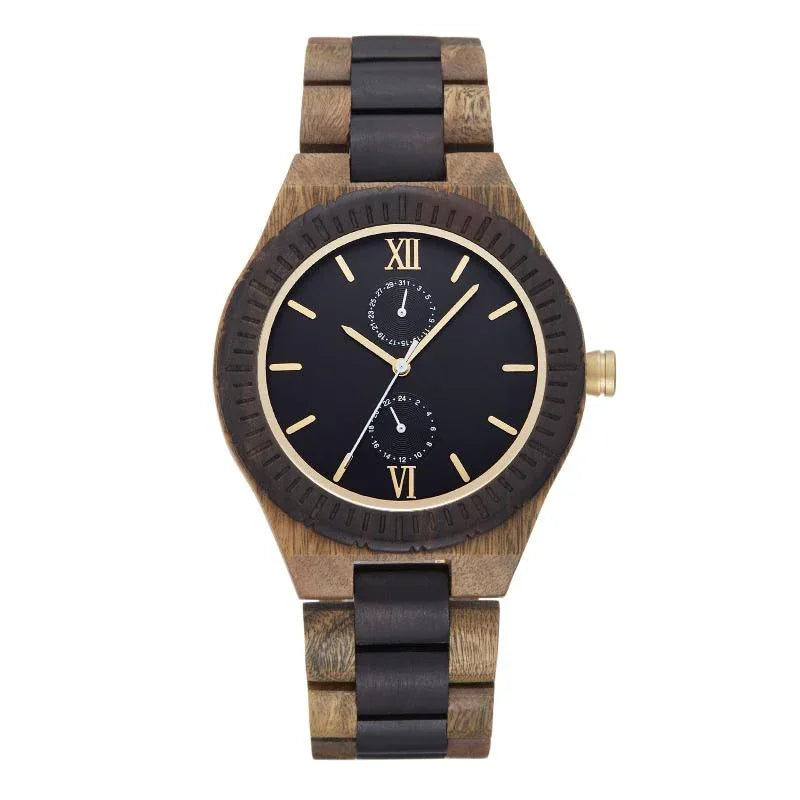 Montre en bois pour homme avec mouvement à quartz