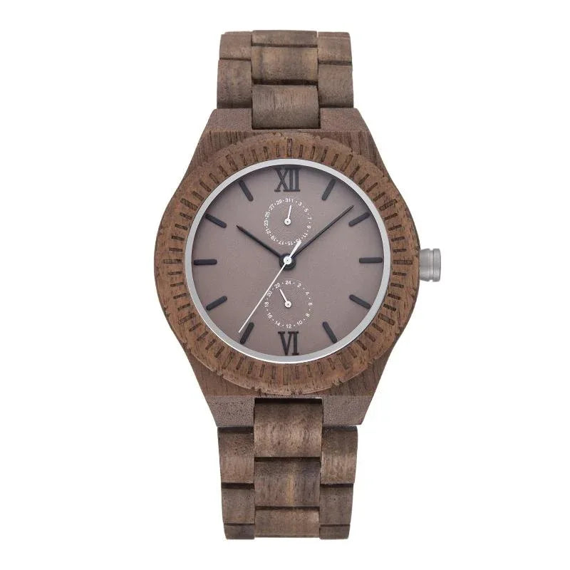 Montre en bois pour homme avec mouvement à quartz