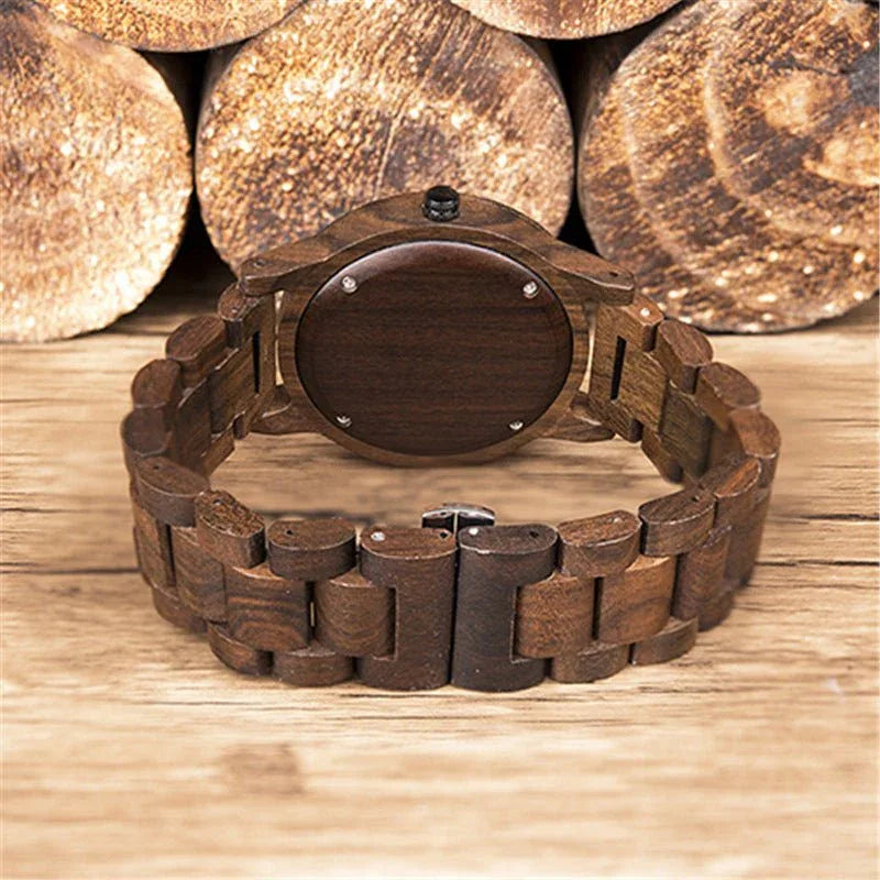 Herren Holz Wasserdichte Quarz-Uhr