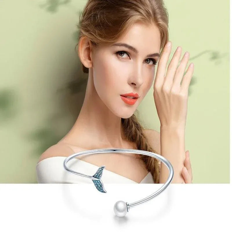 Meerjungfrauen-Schwanz 925er Sterlingsilber Perlenarmband