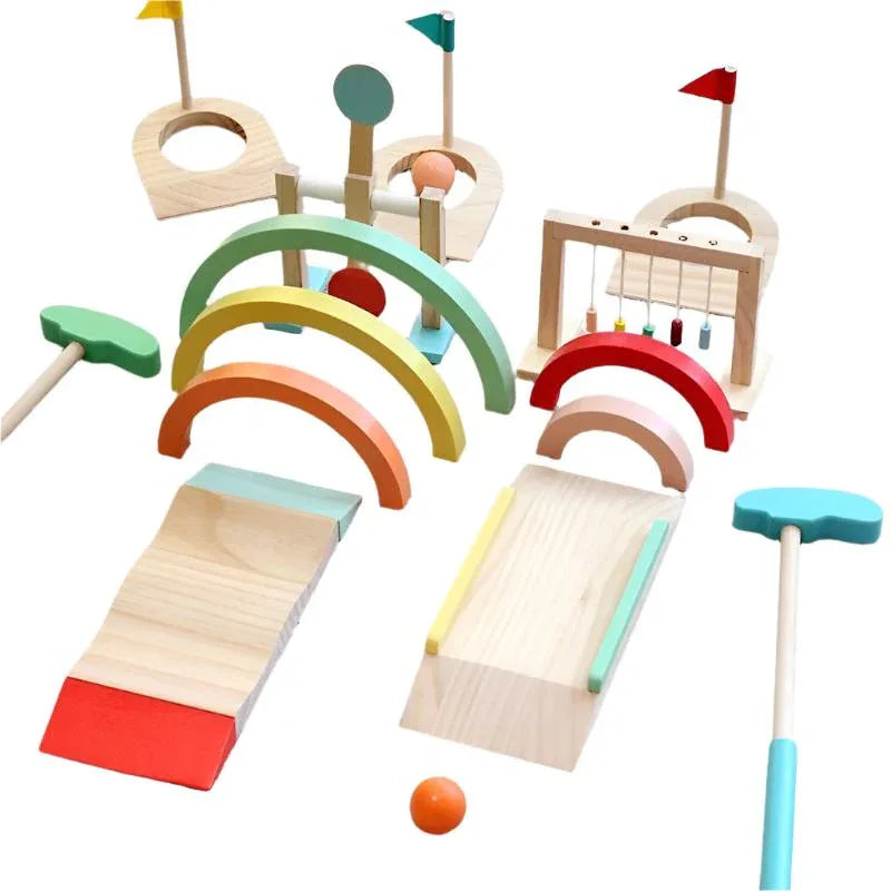 Mini-golf jouet en bois éducatif interactif parent-enfant