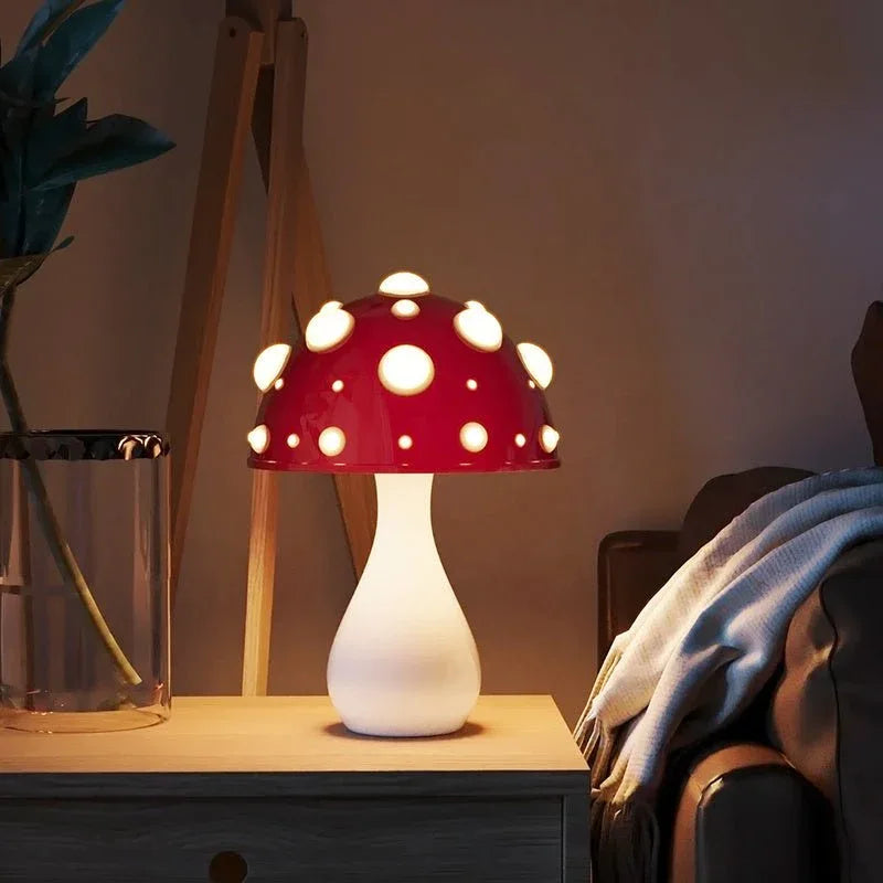 Lampe de table décorative champignon à intensité variable pour chambre à coucher