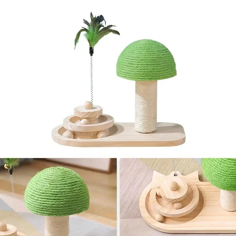 Katzenkratzbaum mit Kratzball in Pilzform