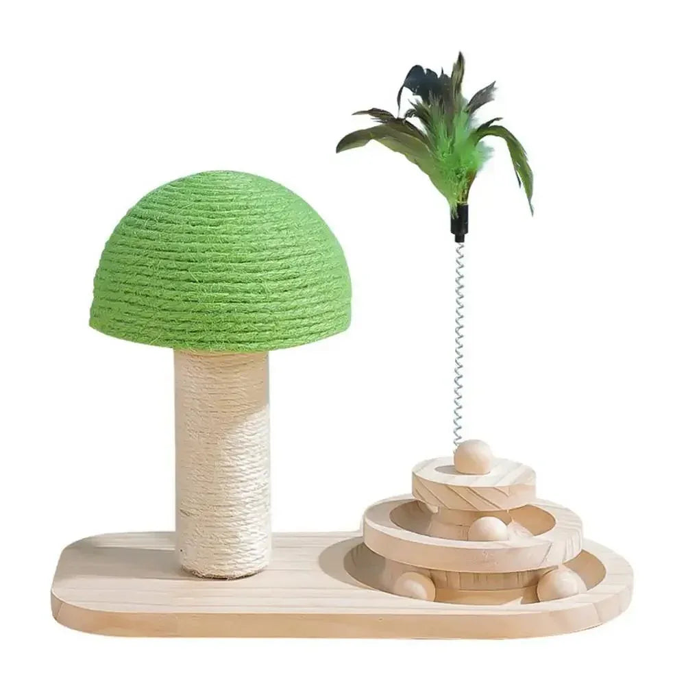 Katzenkratzbaum mit Kratzball in Pilzform