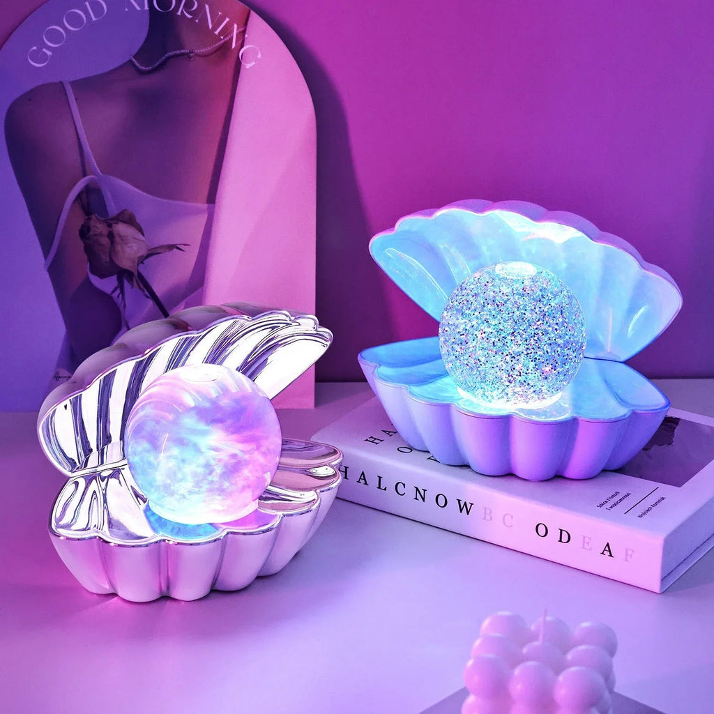 Veilleuse décorative en forme de coquillage avec lumière d'ambiance néon, petite lampe de chevet.