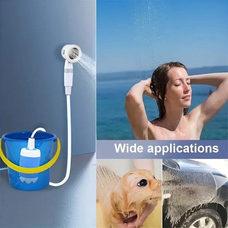 Tragbare elektrische Campingdusche für draußen mit 5000mAh wiederaufladbarem Akku