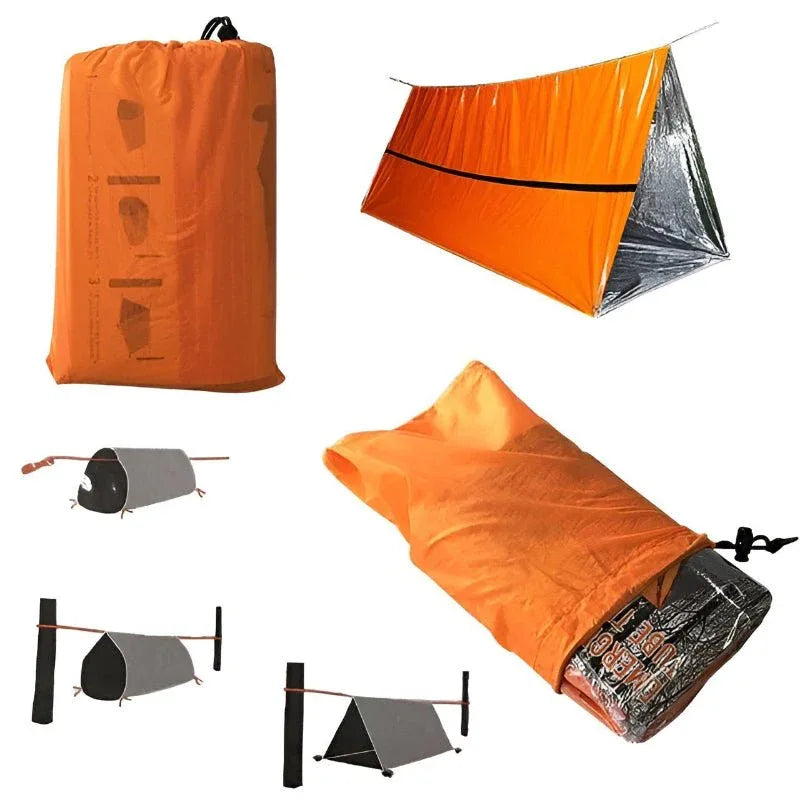 Sac de couchage d'urgence en PE aluminium, isolation thermique, coupe-vent et résistant au froid