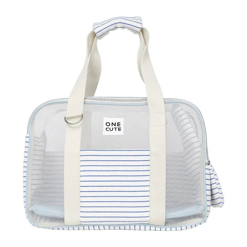 Sac à bandoulière respirant rayé pour animaux de compagnie (chat, chien)