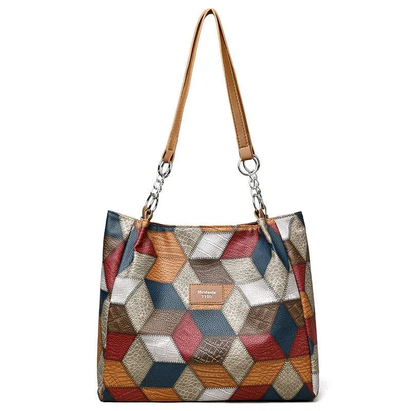 Handtasche aus PU-Leder mit geometrischem Muster