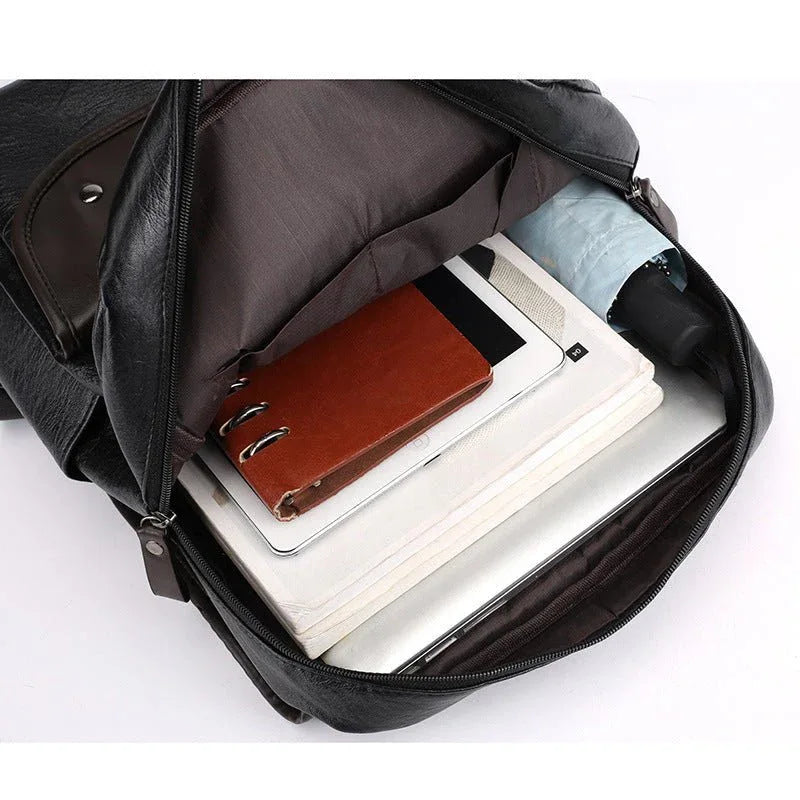 PU-Leder Wasserdichter Studenten-Computerrucksack