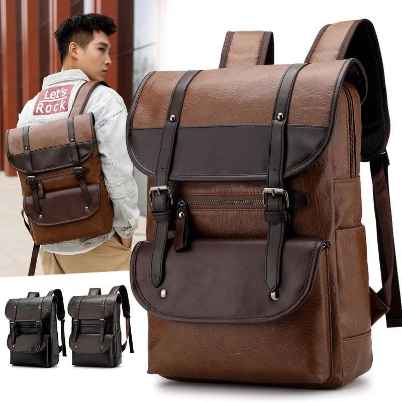 PU-Leder Wasserdichter Studenten-Computerrucksack